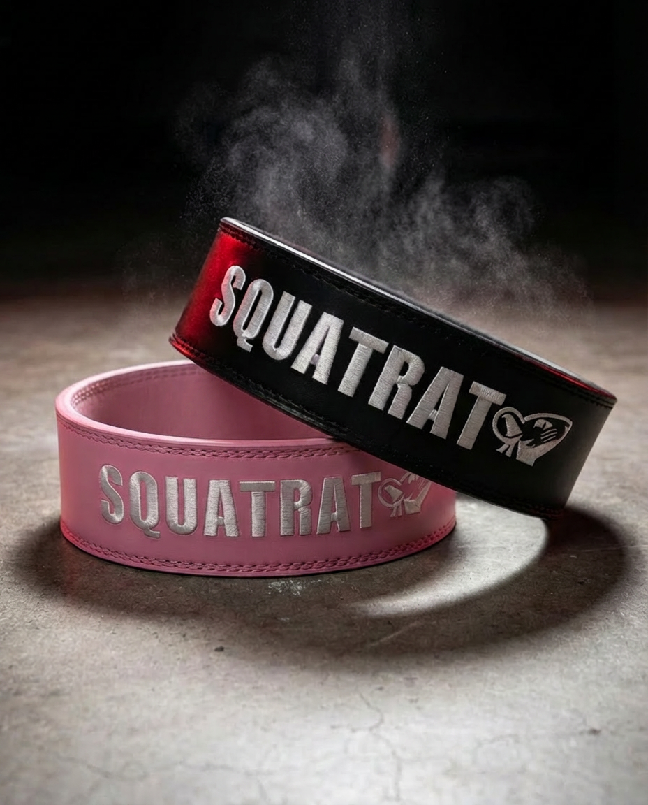 SQUATRAT Lever Gürtel Pink und Schwarz überlappend