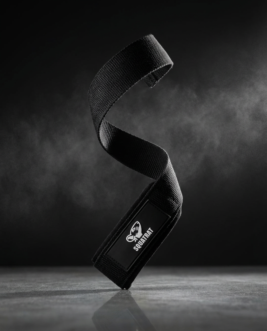 SQUATRAT schwarze Baumwoll-Lifting-Strap schwebend Studio
