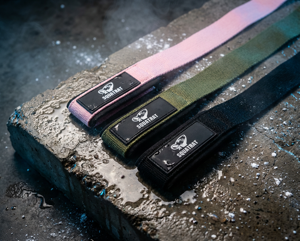 SQUATRAT Lifting Straps in Schwarz Olivgrün und Pink